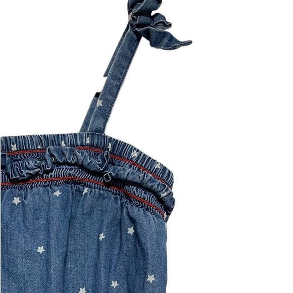 Cat & Jack Blue Chambray Sleeveless Romper with Red Trim and White Stars 6/6X - Picture 5 of 13